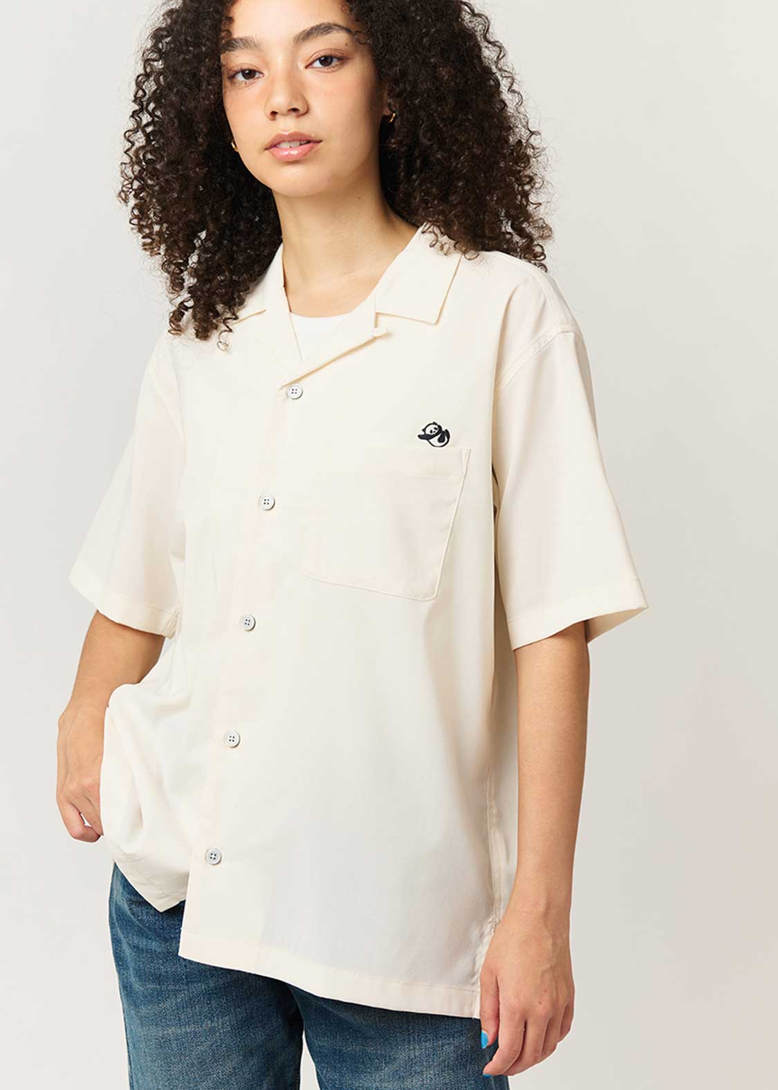 Rolling Pandas Hibiscus | Linen Touch Open Collar Shirt - Image 6