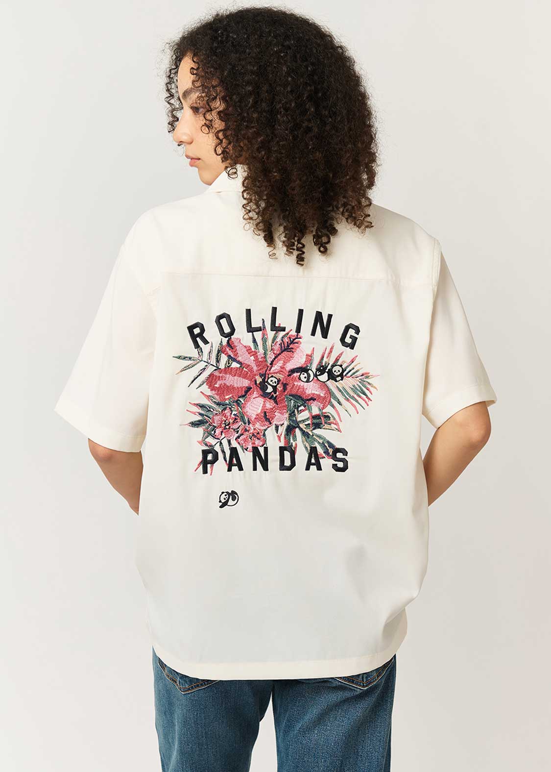 Rolling Pandas Hibiscus | Linen Touch Open Collar Shirt - Image 9