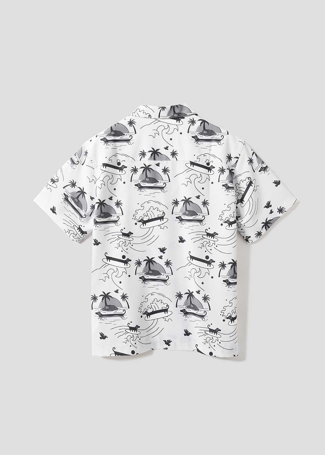 Nagasugiru Inu Playing With Waves | Open Collar Aloha Shirt - Image 2