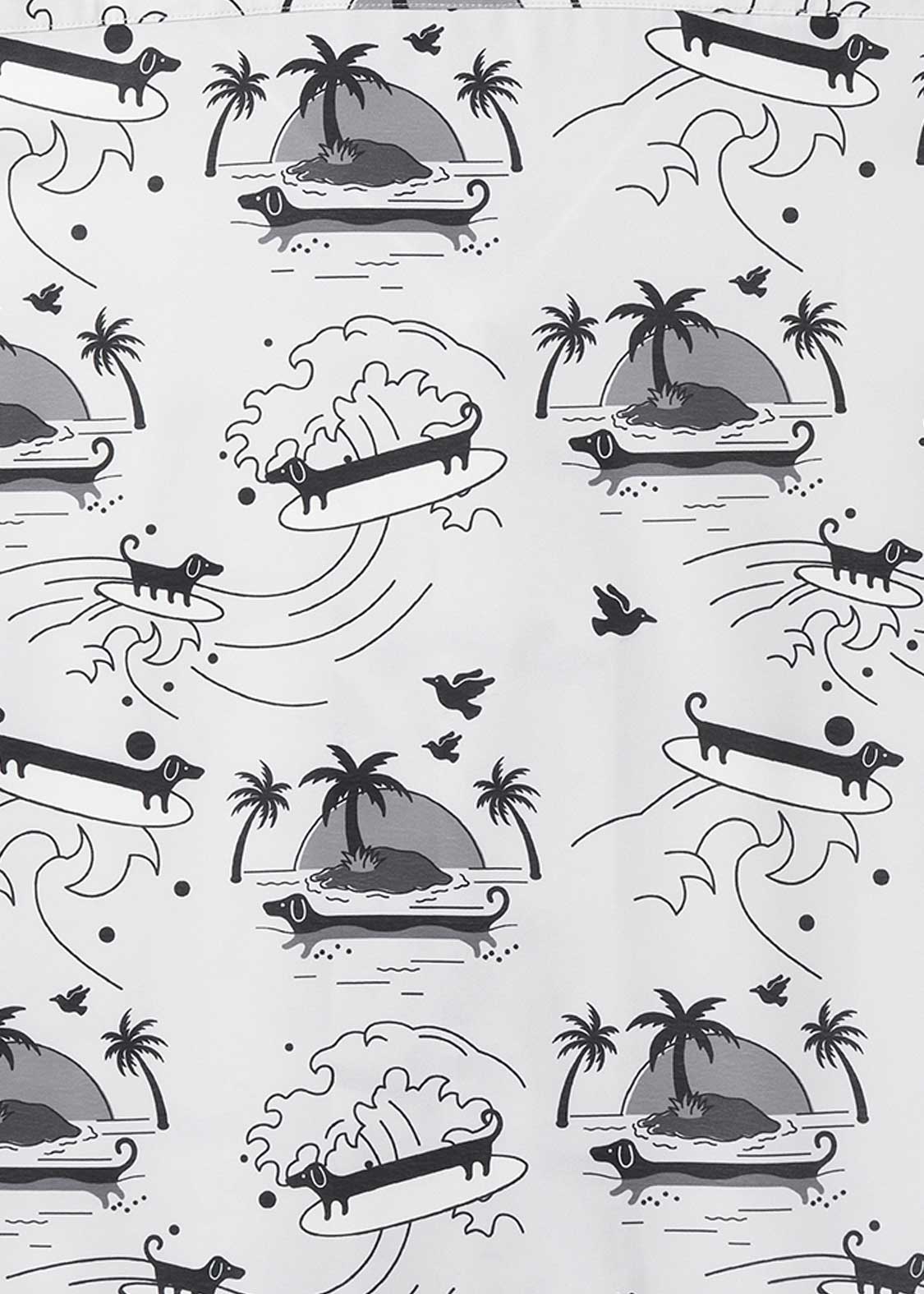 Nagasugiru Inu Playing With Waves | Open Collar Aloha Shirt - Image 4