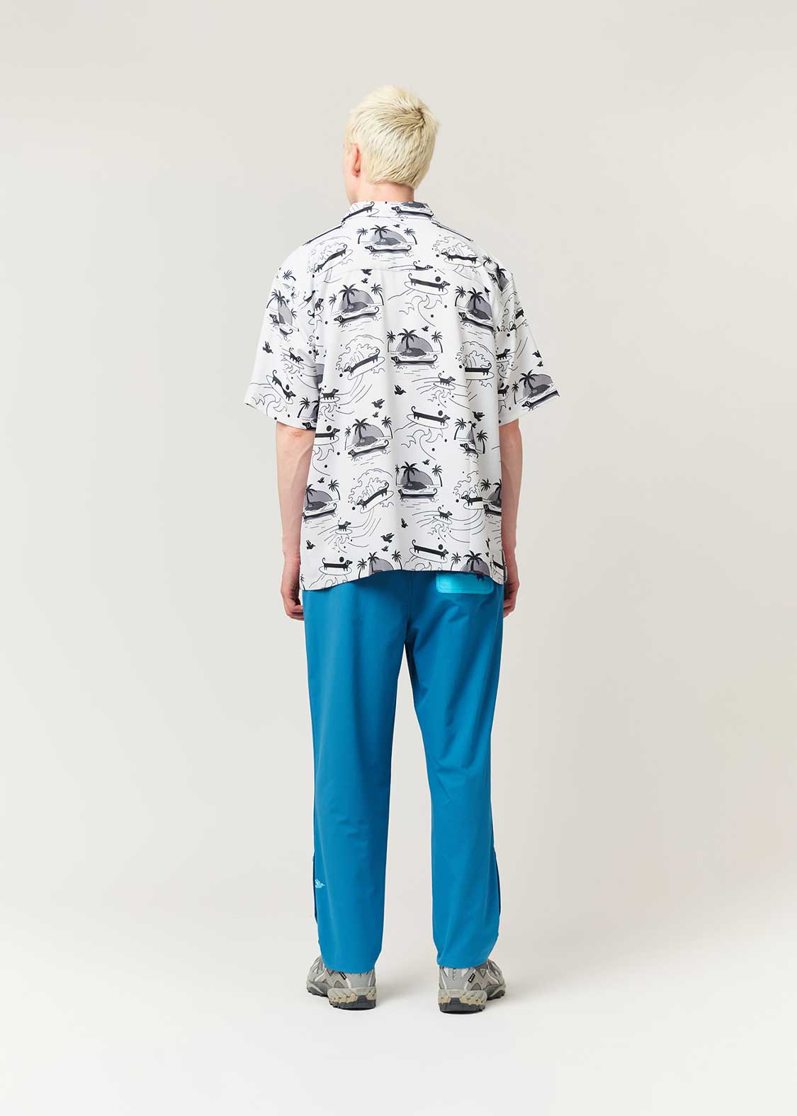 Nagasugiru Inu Playing With Waves | Open Collar Aloha Shirt - Image 8