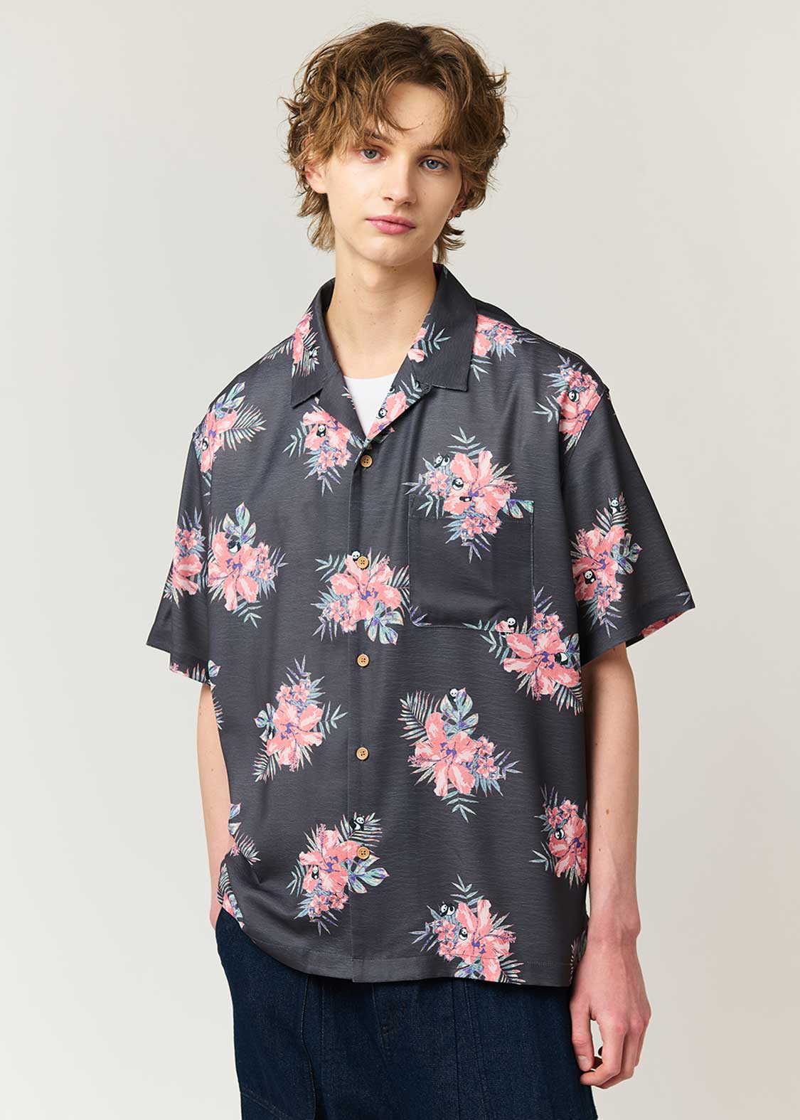 Rolling Pandas Hibiscus | Open Collar Aloha Shirt - Image 7