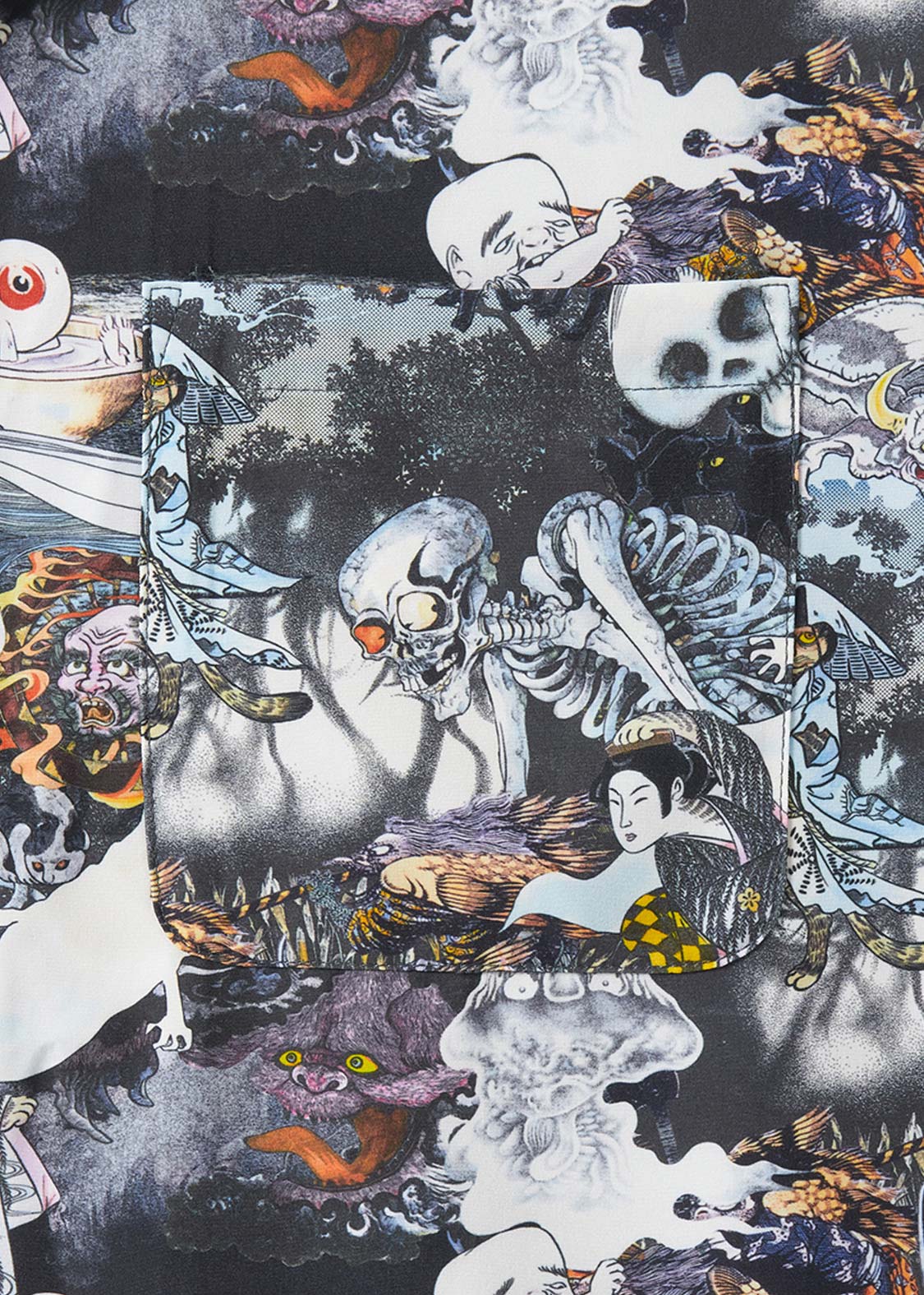 Shigeru Mizuki - Yokai All Stars | Big Silhouette Open Collar Shirt - Image 4