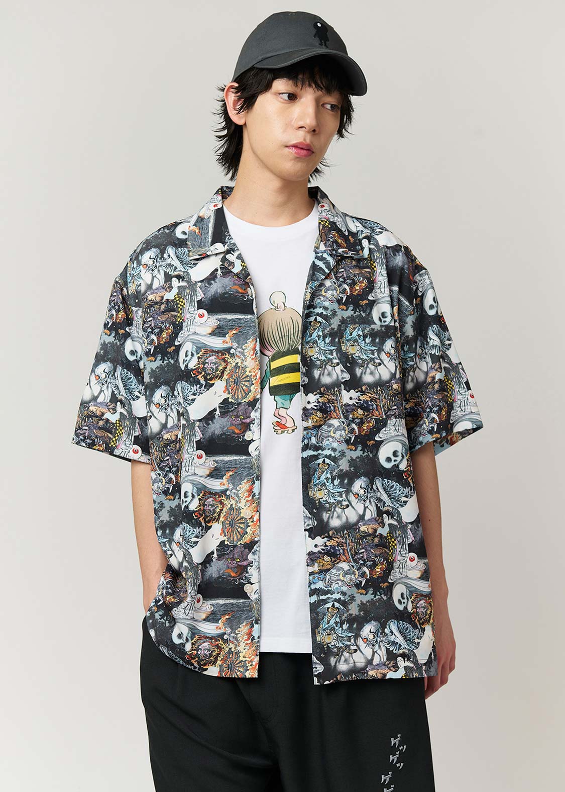 Shigeru Mizuki - Yokai All Stars | Big Silhouette Open Collar Shirt - Image 7