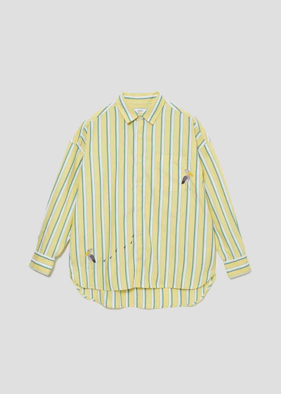 Stripe Big silhouette Long Sleeve Shirt (Hashibiroko)