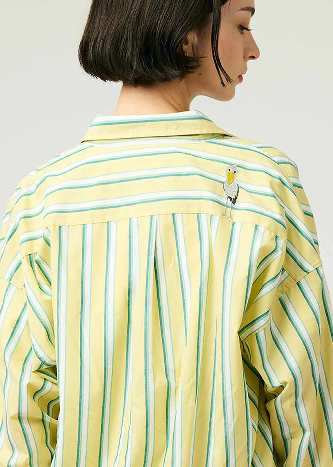 Stripe Big silhouette Long Sleeve Shirt (Hashibiroko) - Image 6