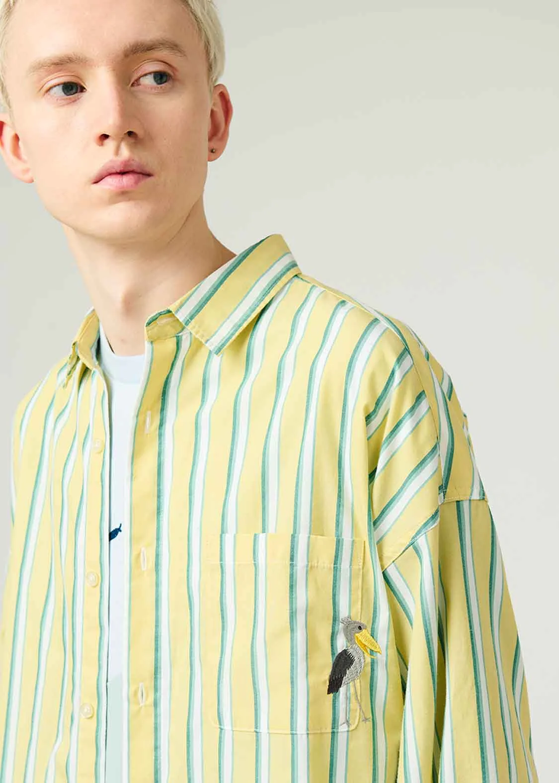 Stripe Big silhouette Long Sleeve Shirt (Hashibiroko) - Image 7
