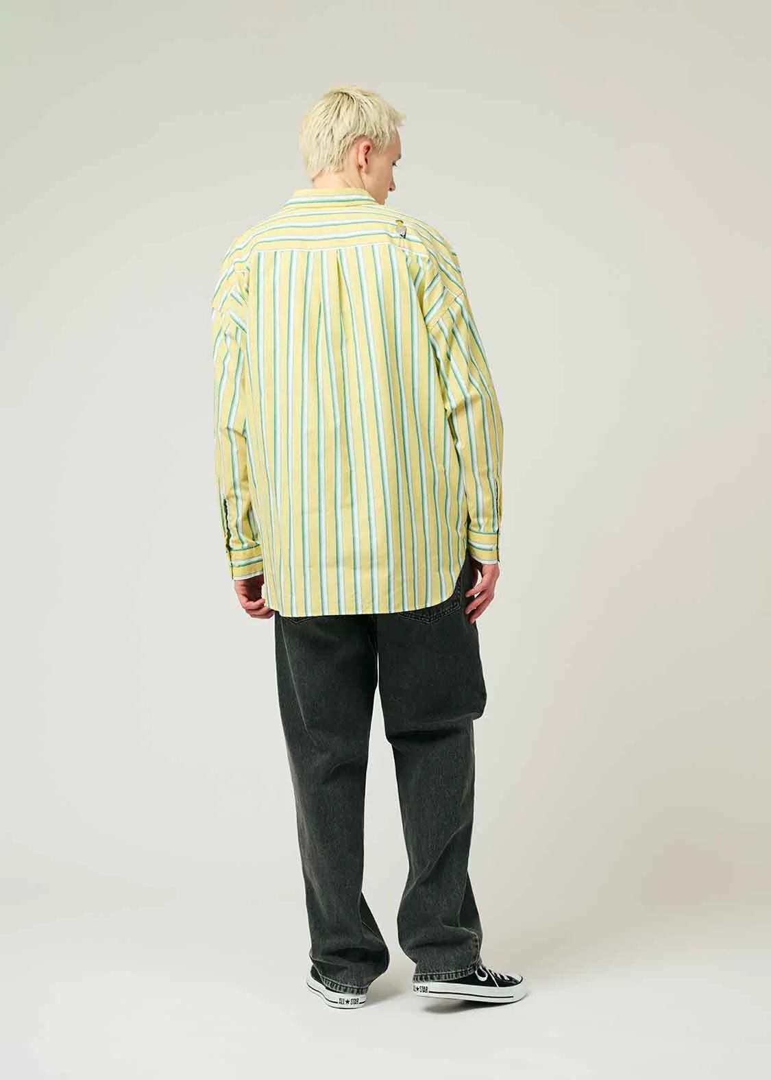 Stripe Big silhouette Long Sleeve Shirt (Hashibiroko) - Image 8