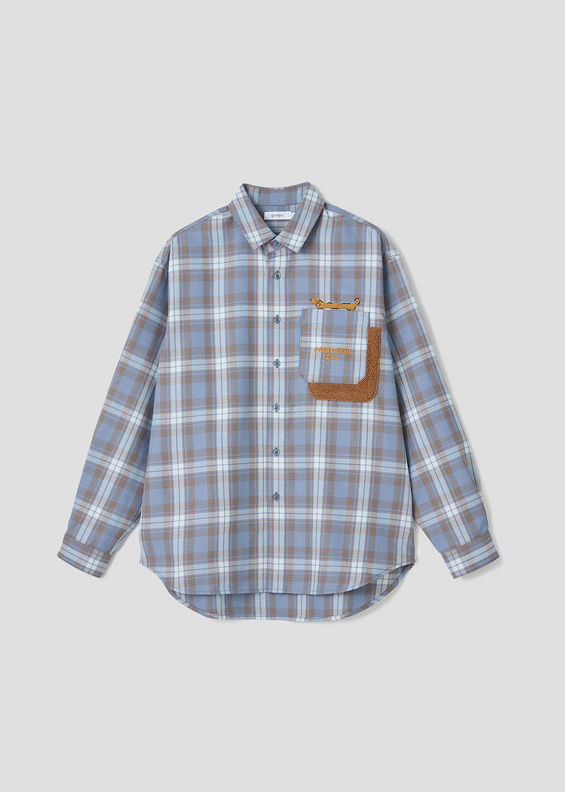 Painted Nagasugiru Inu | Loose Fit Check Shirt
