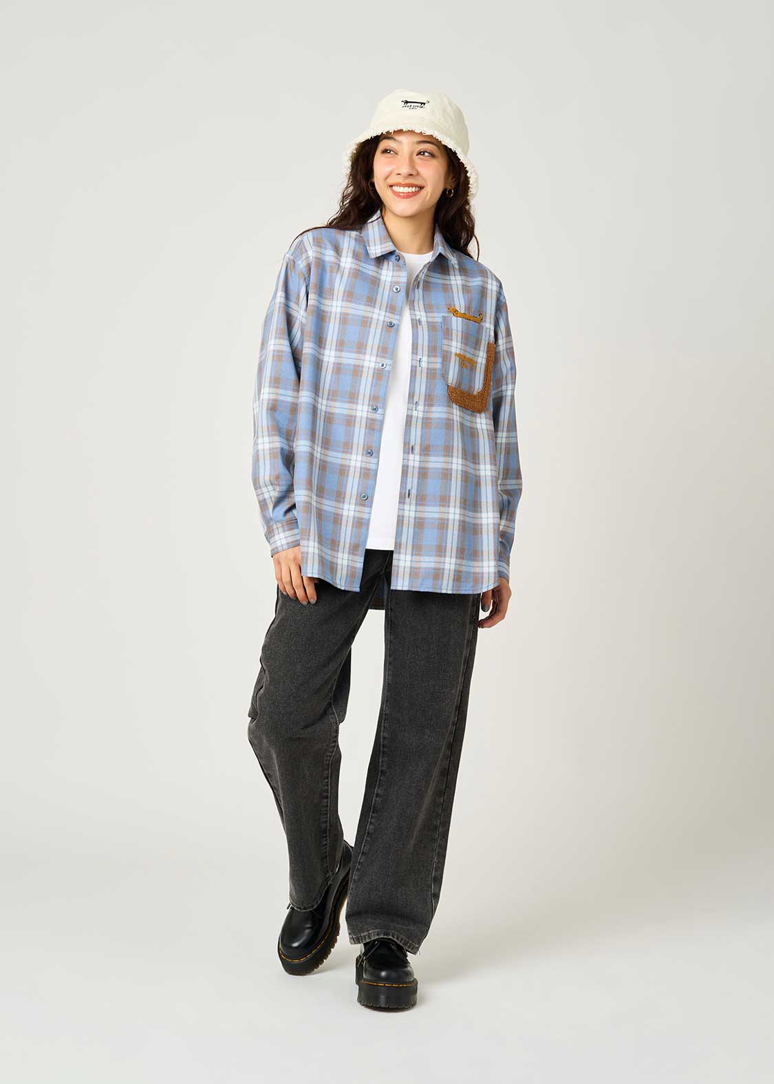 Painted Nagasugiru Inu | Loose Fit Check Shirt - Image 10