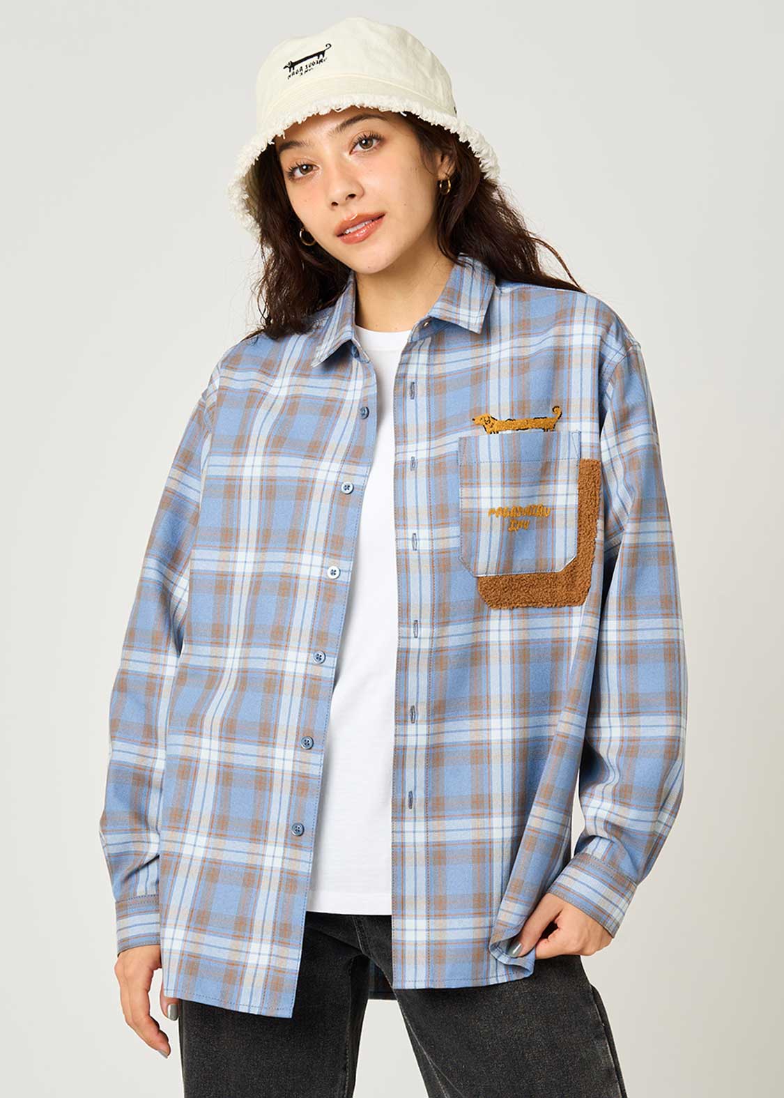Painted Nagasugiru Inu | Loose Fit Check Shirt - Image 6