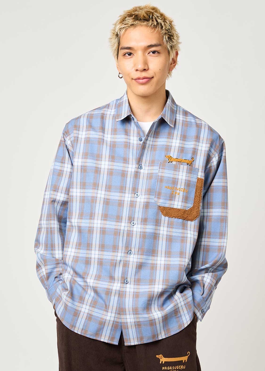 Painted Nagasugiru Inu | Loose Fit Check Shirt - Image 7