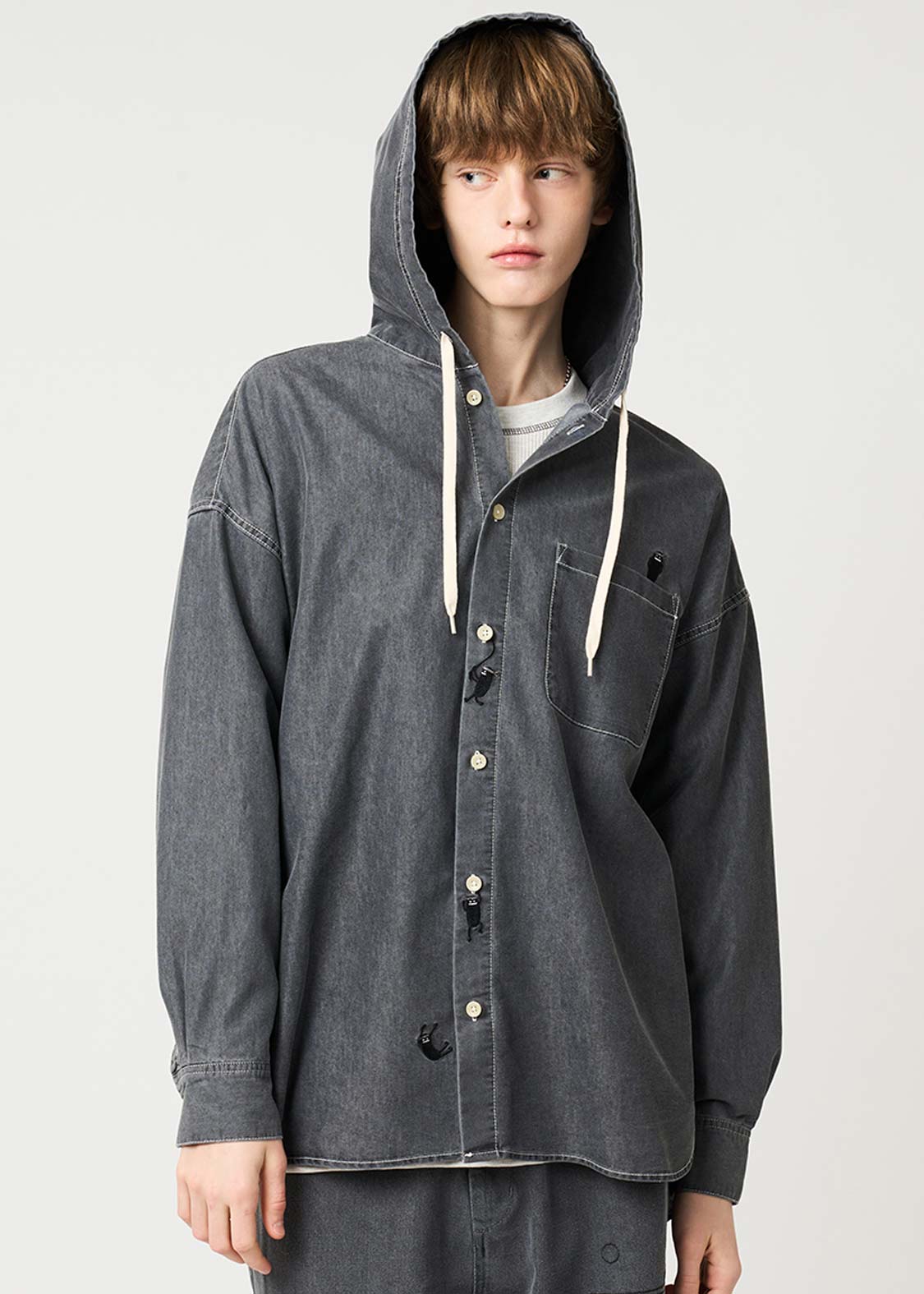 Beautiful Shadow Shinobi | Denim Big Hooded Shirt - Image 7