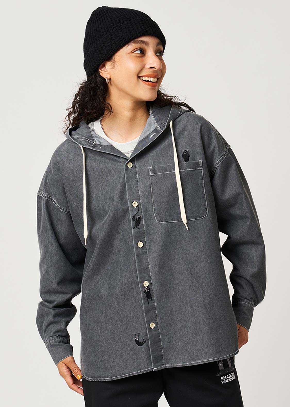 Beautiful Shadow Shinobi | Denim Big Hooded Shirt - Image 9