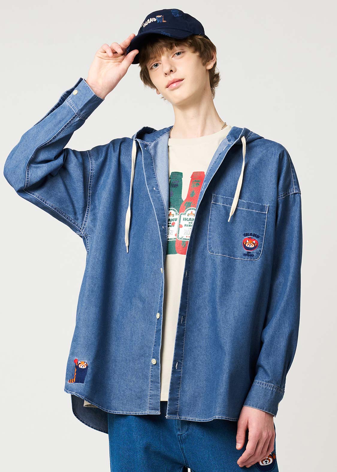 Ikaku Noringo | Denim Big Hooded Shirt - Image 7