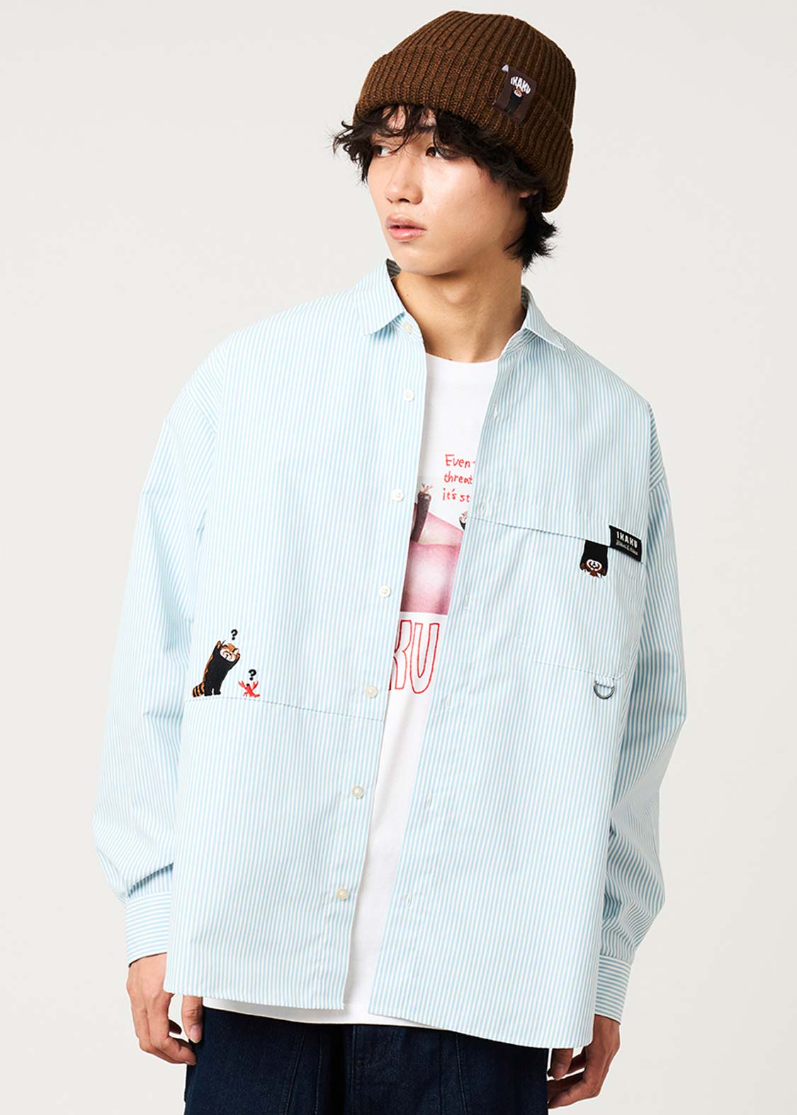 Ikaku Bikkuri Hatena | Loose-Fitting Shirt With Contrasting Stripes - Image 7