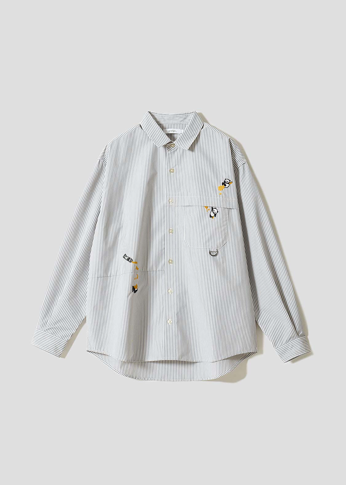 Rolling Pandas Painting | Loose-Fitting Shirt With Contrasting Stripes