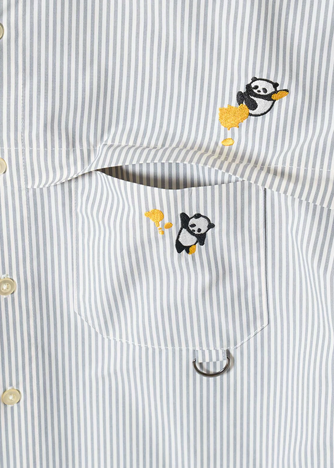 Rolling Pandas Painting | Loose-Fitting Shirt With Contrasting Stripes - Image 3