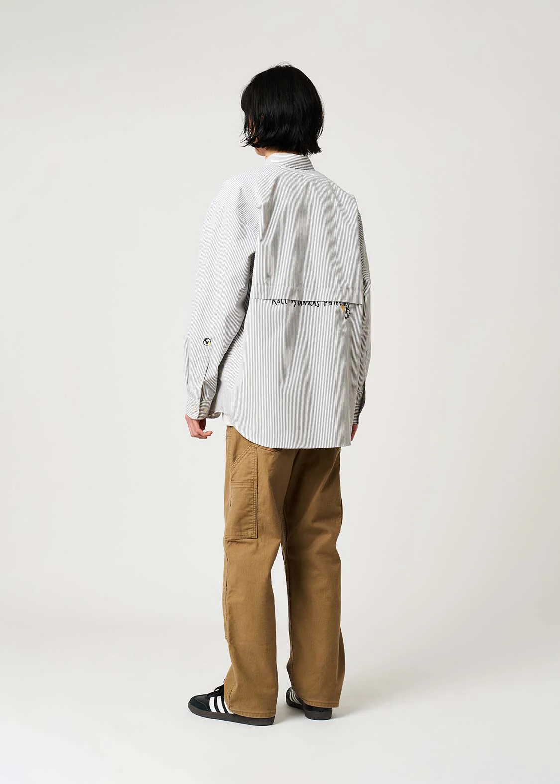 Rolling Pandas Painting | Loose-Fitting Shirt With Contrasting Stripes - Image 8