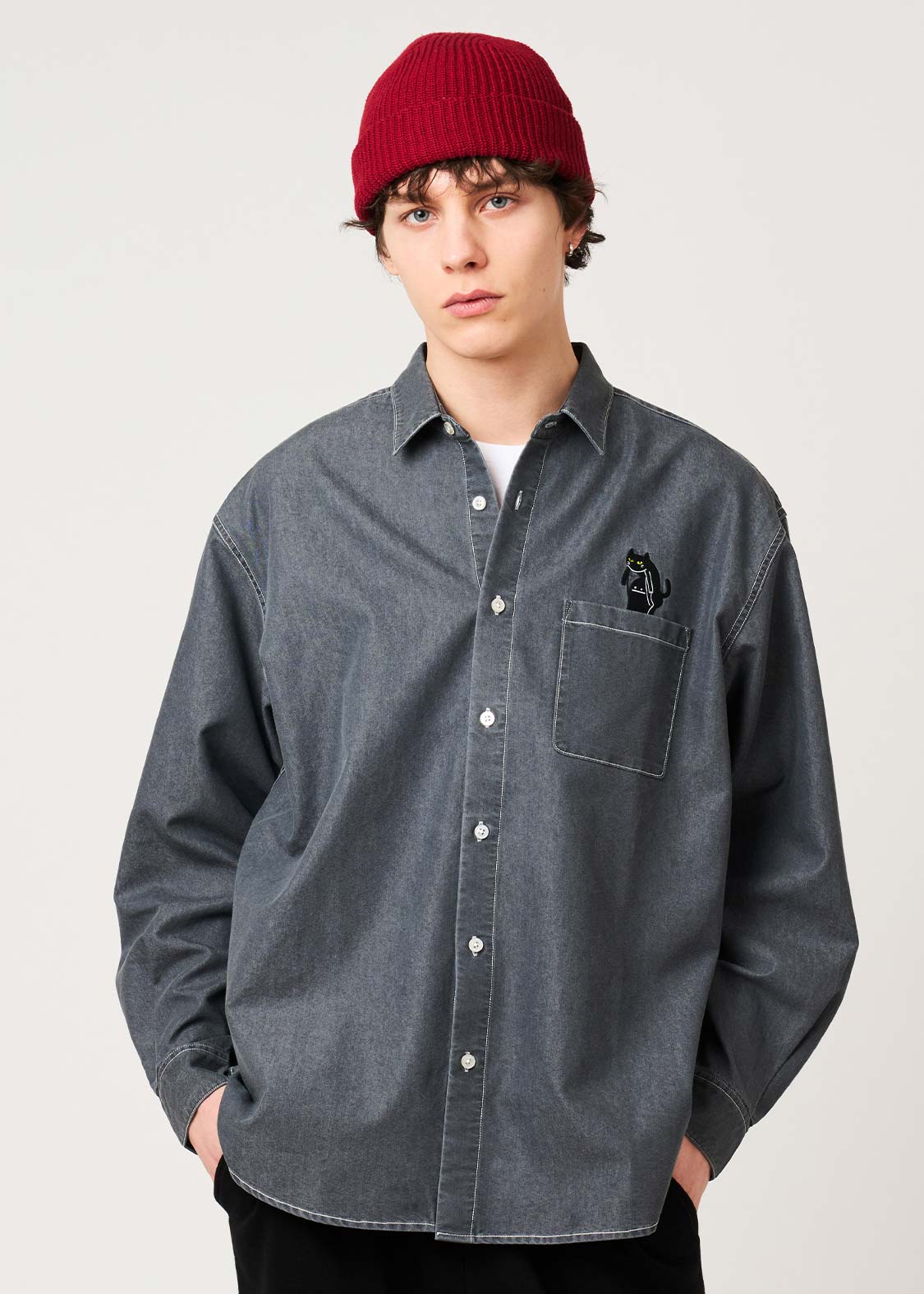 Neko Kaburi Beautiful Shadow | Loose Denim Shirt - Image 7