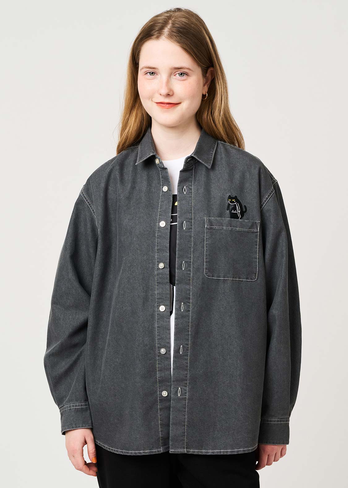 Neko Kaburi Beautiful Shadow | Loose Denim Shirt - Image 9