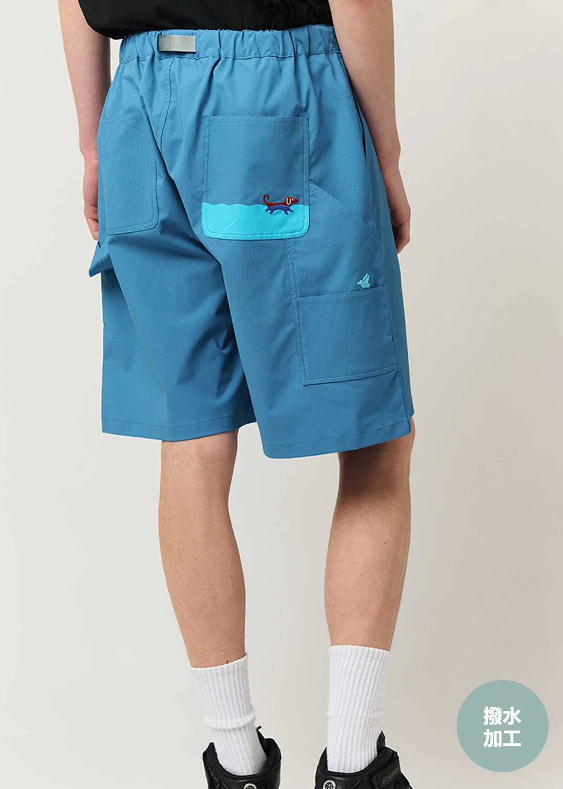 Nagasugiru Inu Playing With Waves | Water-Repellent Painter Shorts - Image 6