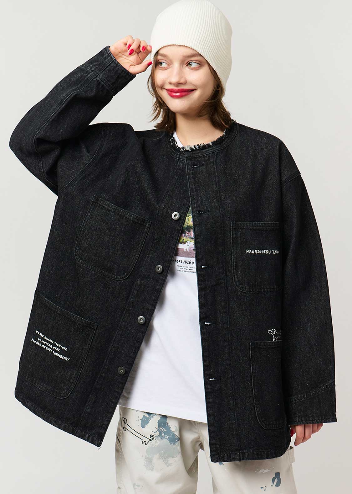 Nagasugiru Inu Friends From Another World | Denim Coverall - Image 6