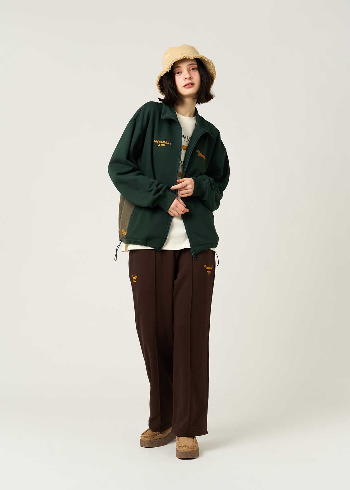 Painted Nagasugiru Inu | Fleece Stand-Up Zip Blouson - Image 10