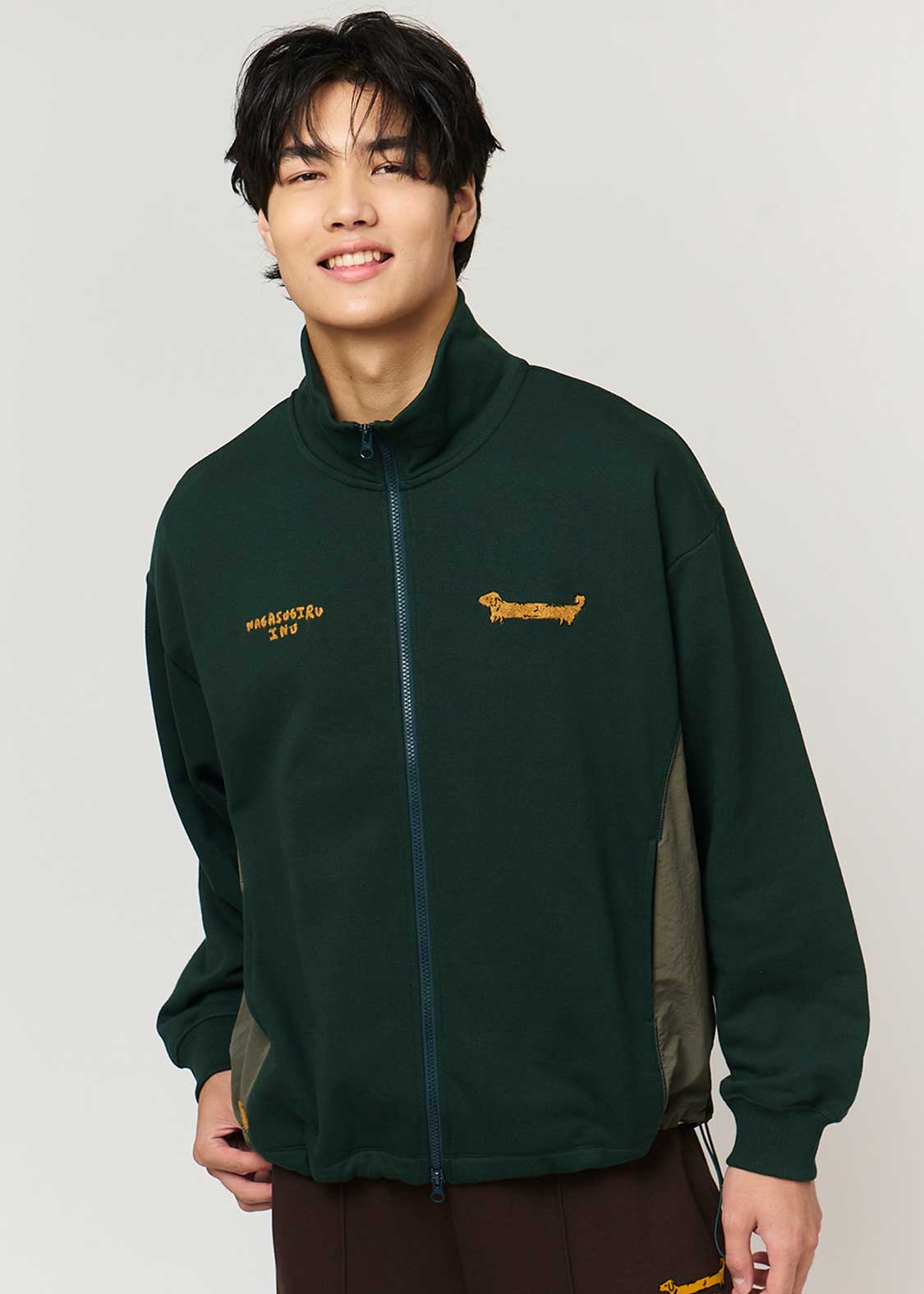 Painted Nagasugiru Inu | Fleece Stand-Up Zip Blouson - Image 7