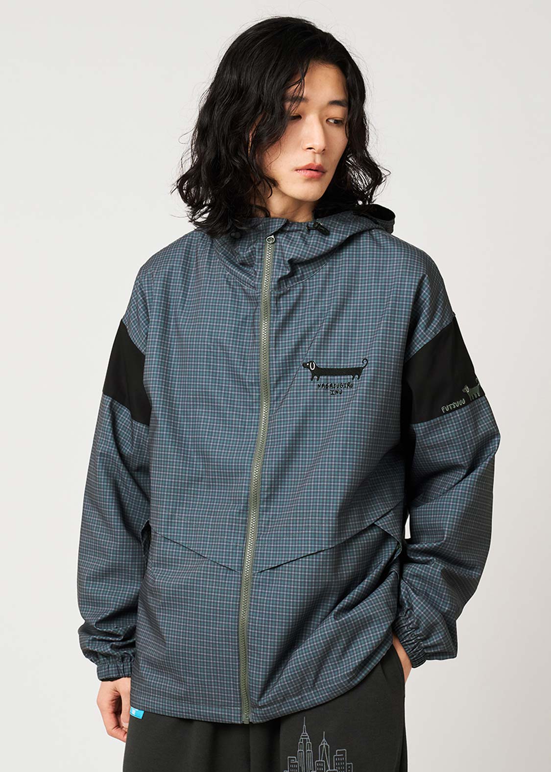 Nagasugiru Inu | Check Hooded Blouson - Image 6