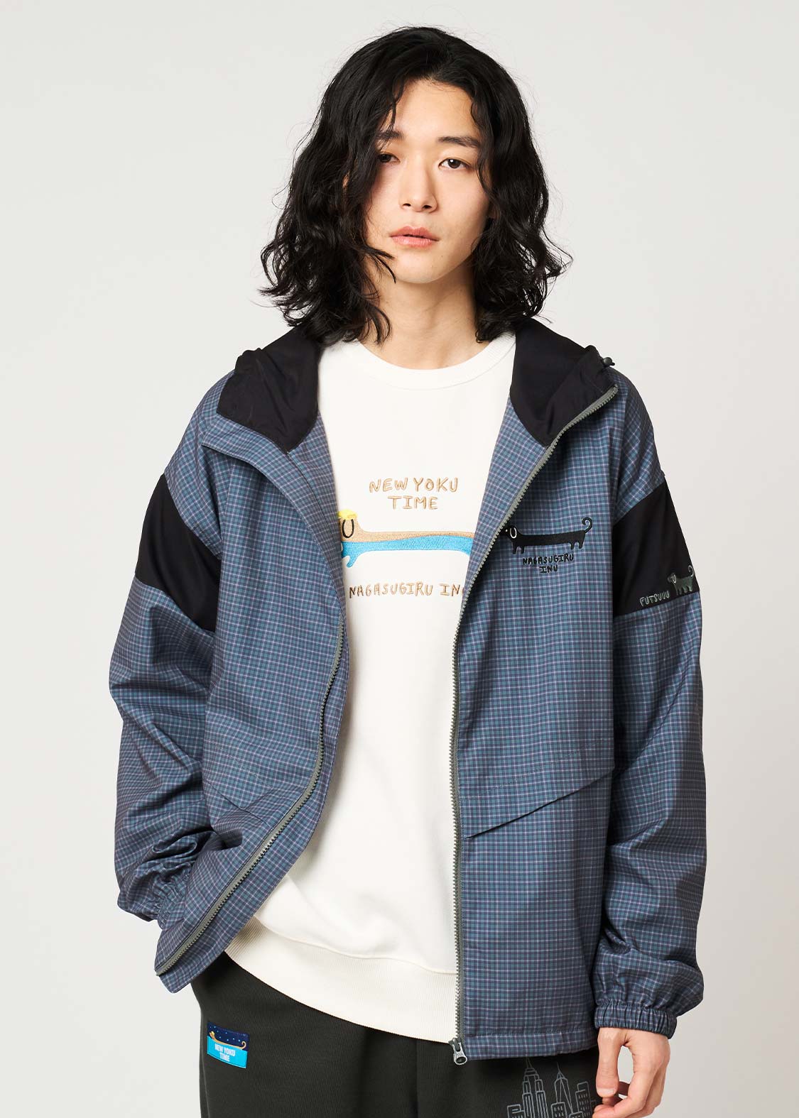 Nagasugiru Inu | Check Hooded Blouson - Image 7
