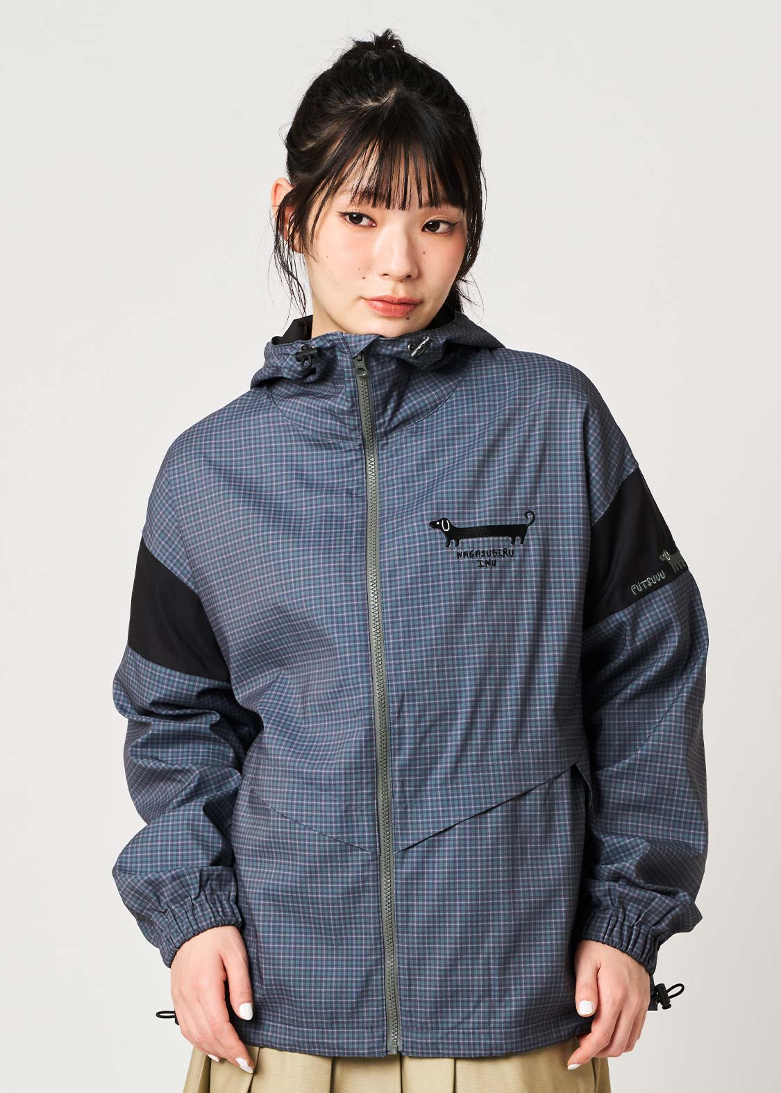 Nagasugiru Inu | Check Hooded Blouson - Image 9