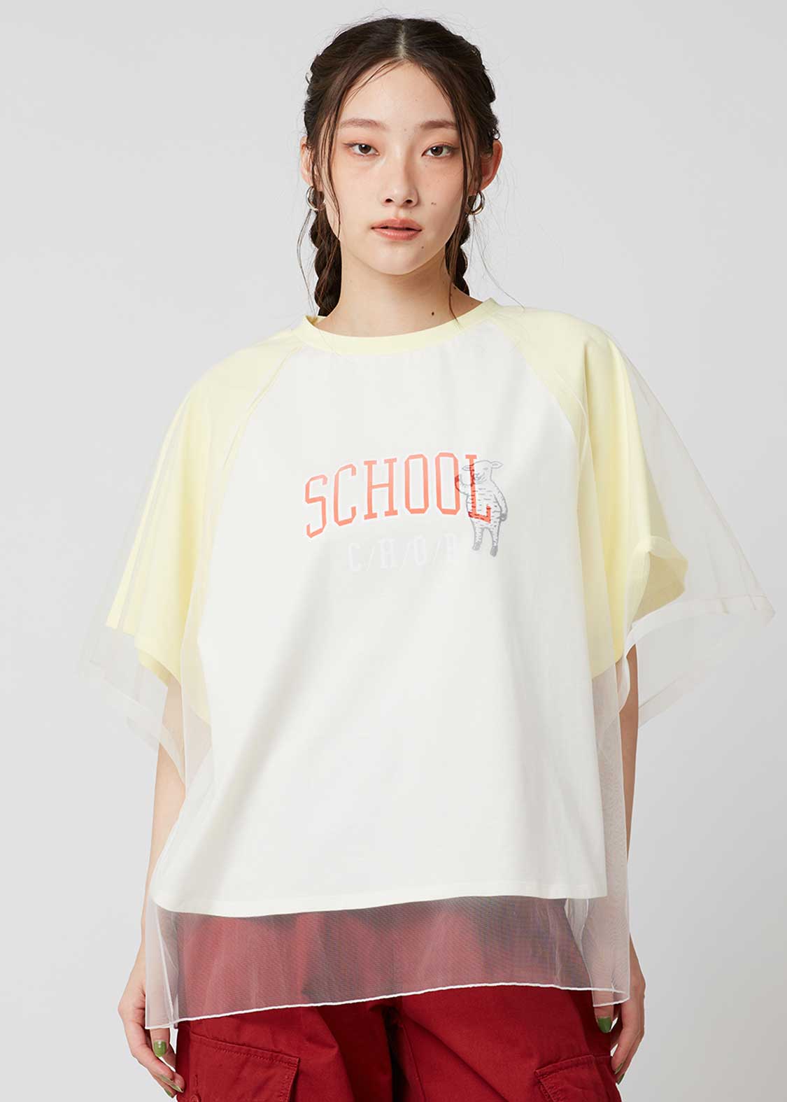 Sheer Layered Raglan Sleeve Tee (School of Chop) - Image 10