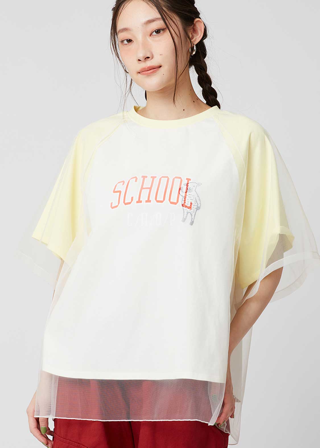 Sheer Layered Raglan Sleeve Tee (School of Chop) - Image 7