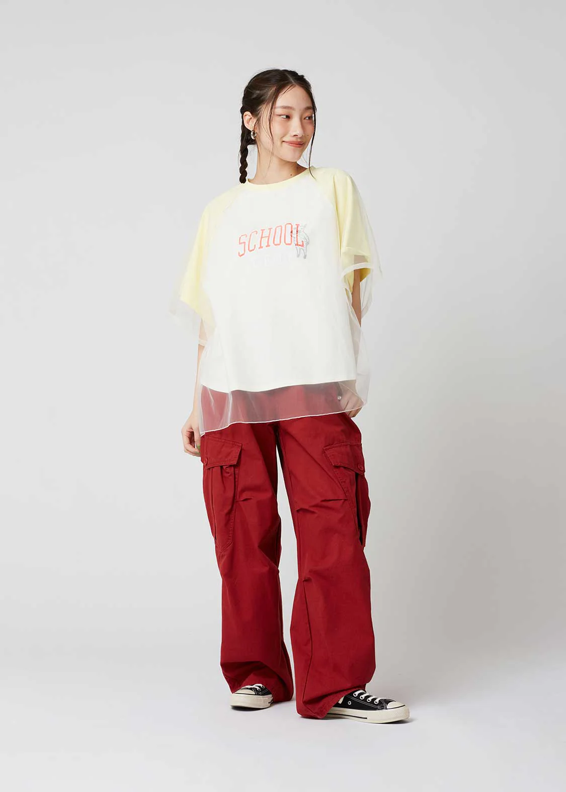 Sheer Layered Raglan Sleeve Tee (School of Chop) - Image 9