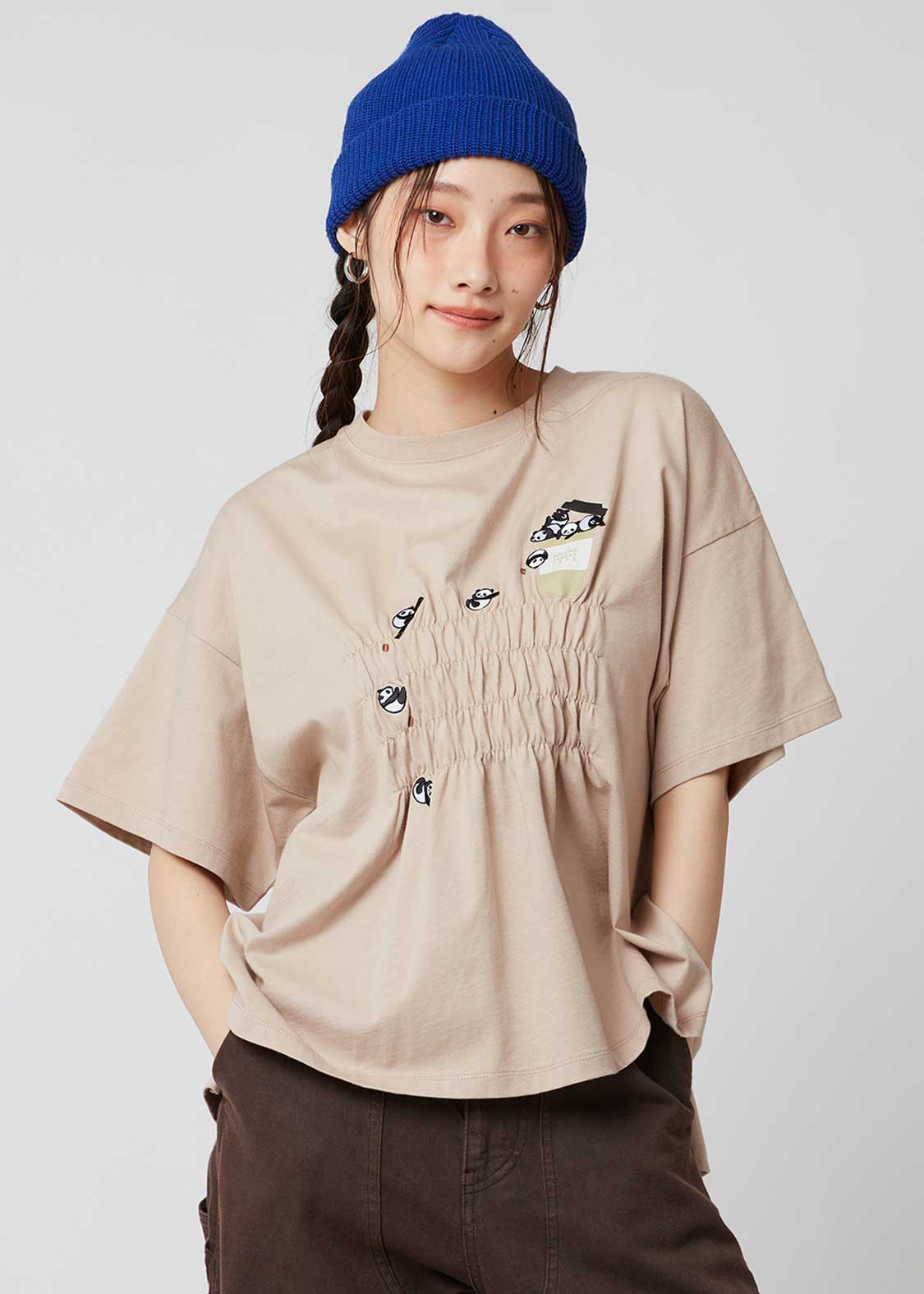 Shirring Short Sleeve Tee (Rolling Pandas Cafe) - Image 10