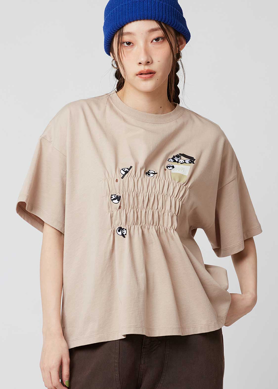 Shirring Short Sleeve Tee (Rolling Pandas Cafe) - Image 7