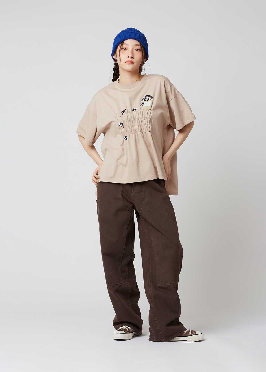 Shirring Short Sleeve Tee (Rolling Pandas Cafe) - Image 9