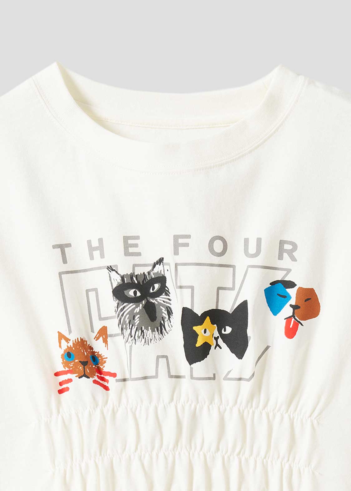 Shirring Short Sleeve Tee (THE FOUR CATS Face) - Image 4