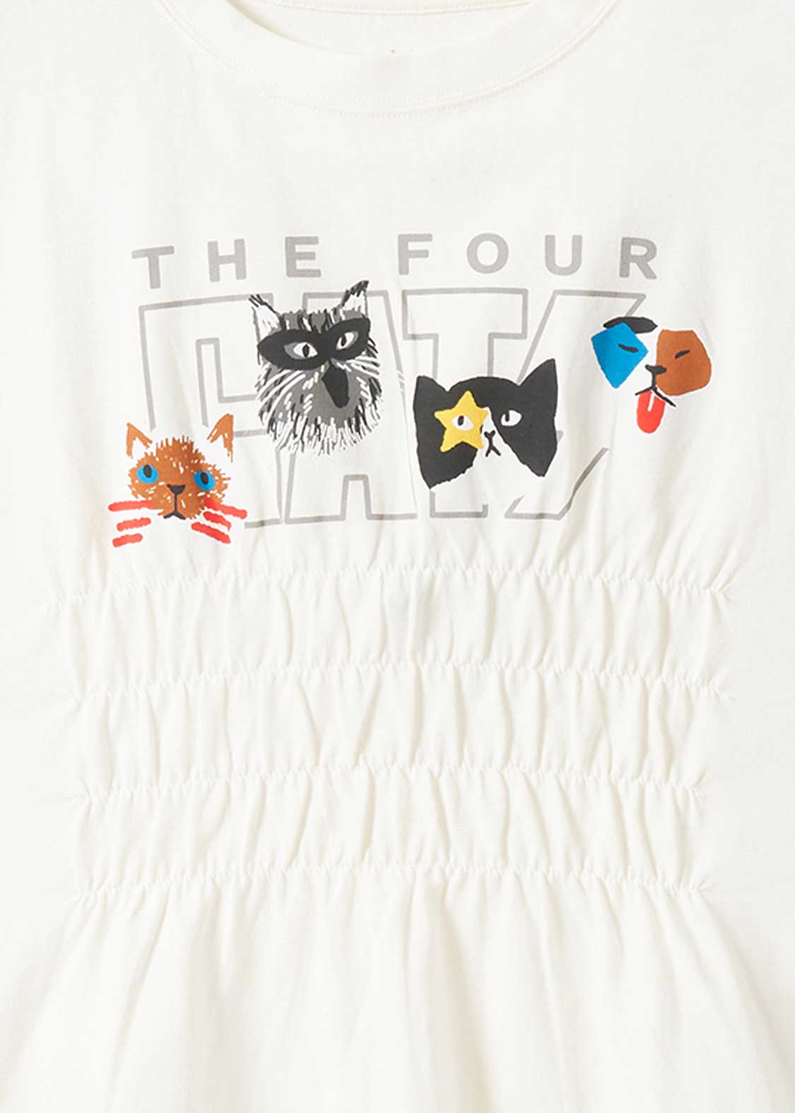 Shirring Short Sleeve Tee (THE FOUR CATS Face) - Image 5