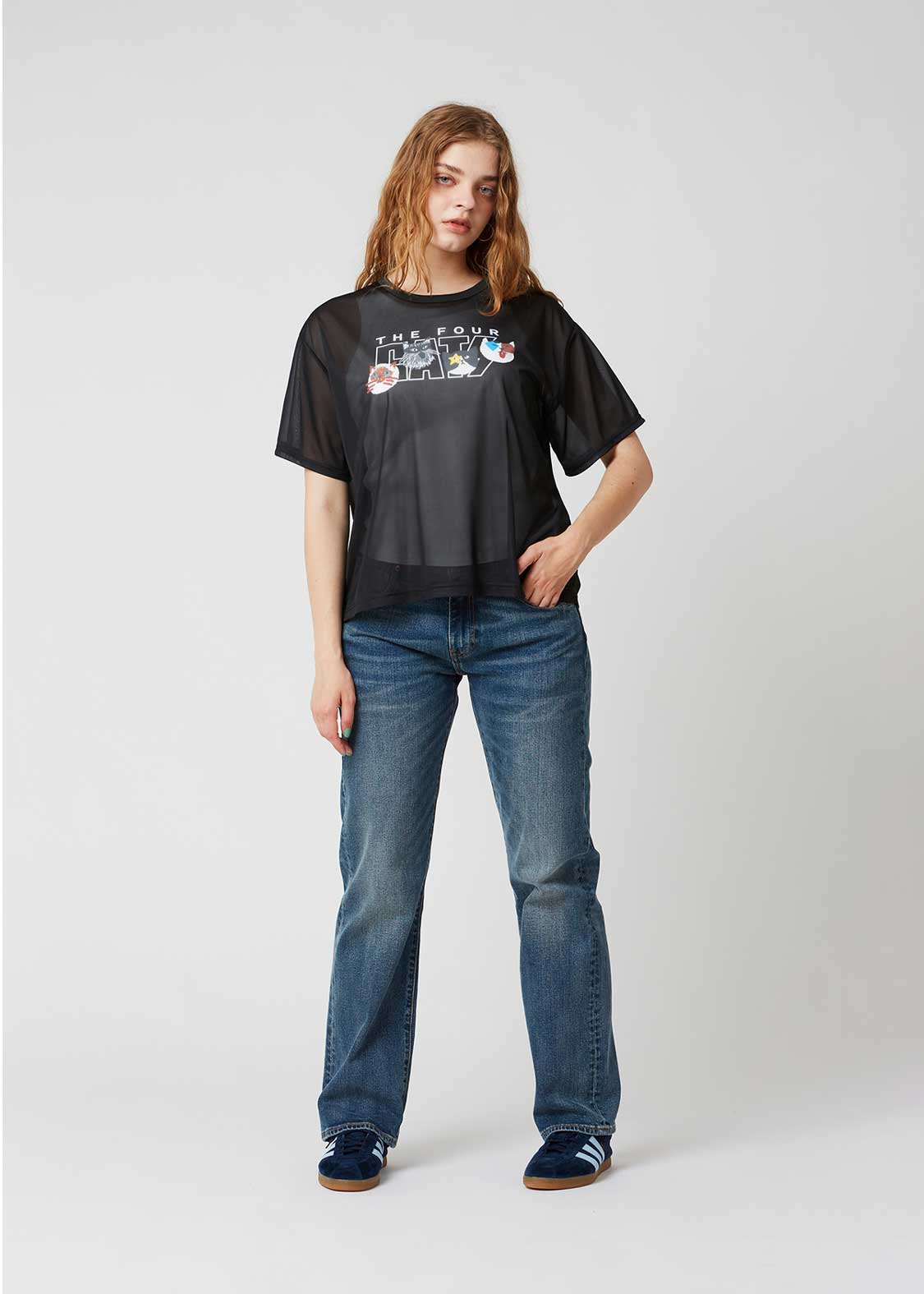 The Four Cats Face | Sheer Trim T-Shirt - Image 8