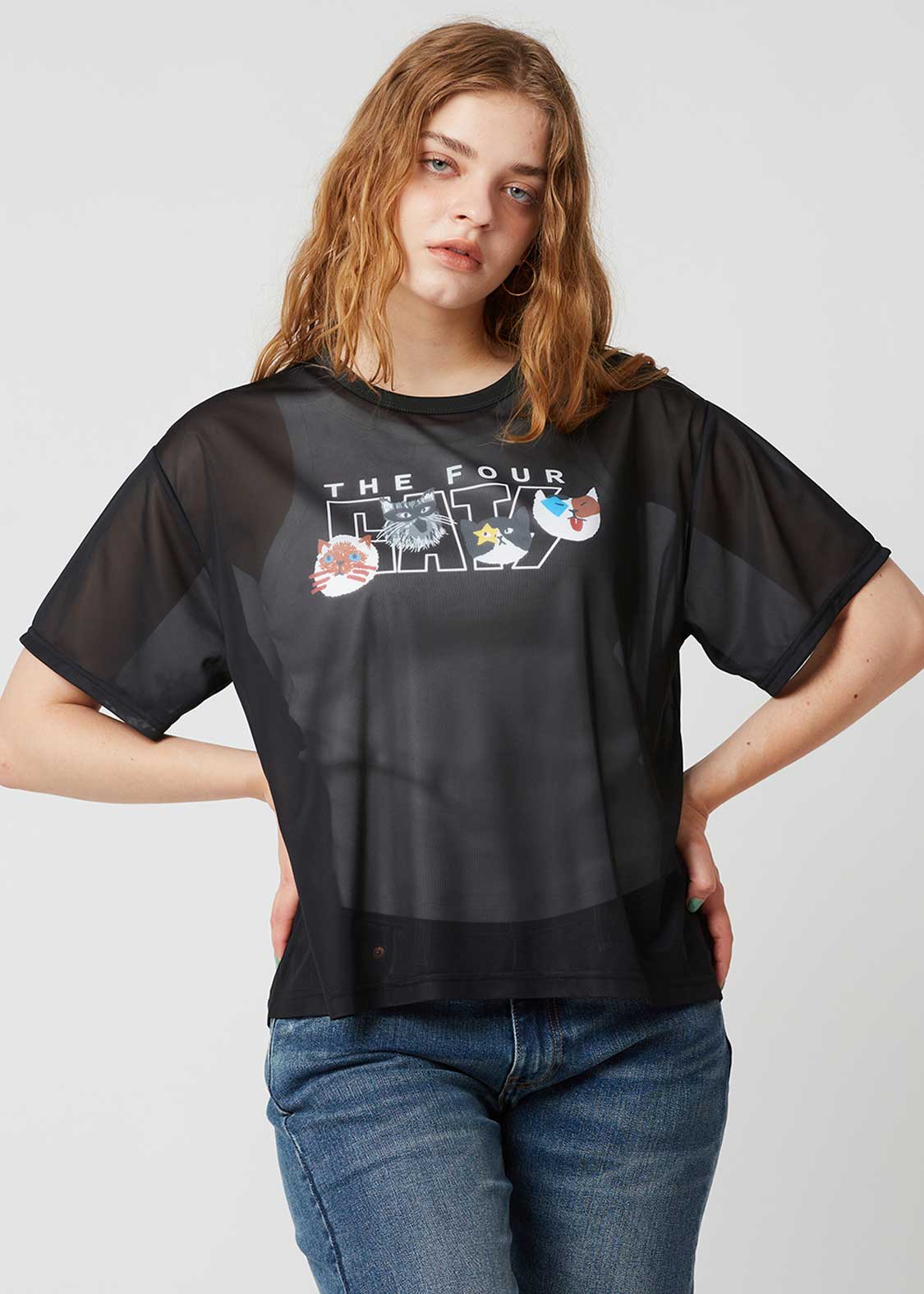 The Four Cats Face | Sheer Trim T-Shirt - Image 9