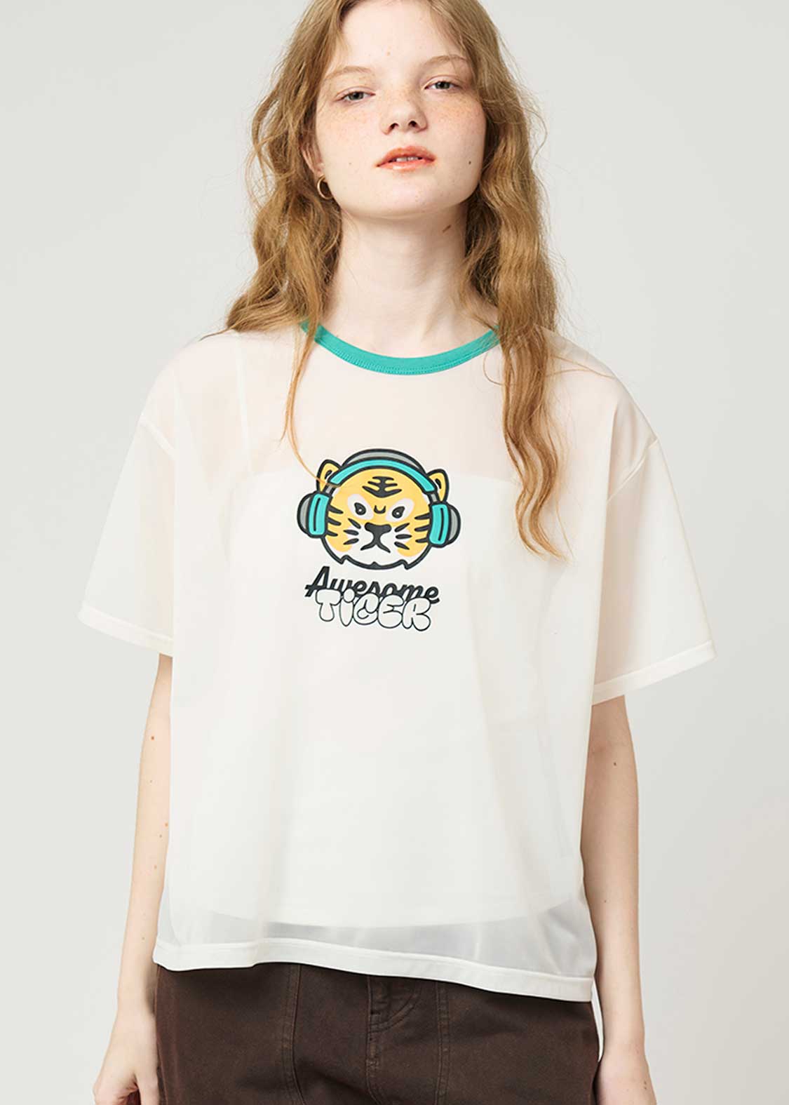 Half Sleeve Sheer Tee (Awesome Tiger Rock Calm) - Image 6