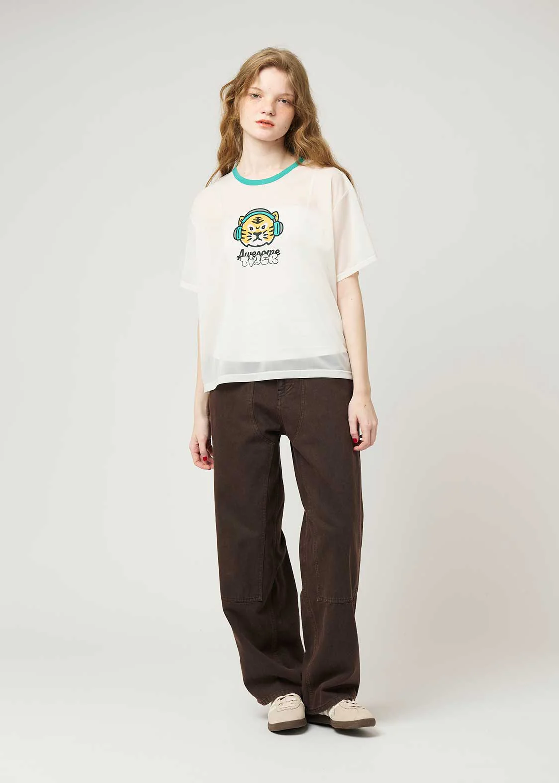 Half Sleeve Sheer Tee (Awesome Tiger Rock Calm) - Image 8