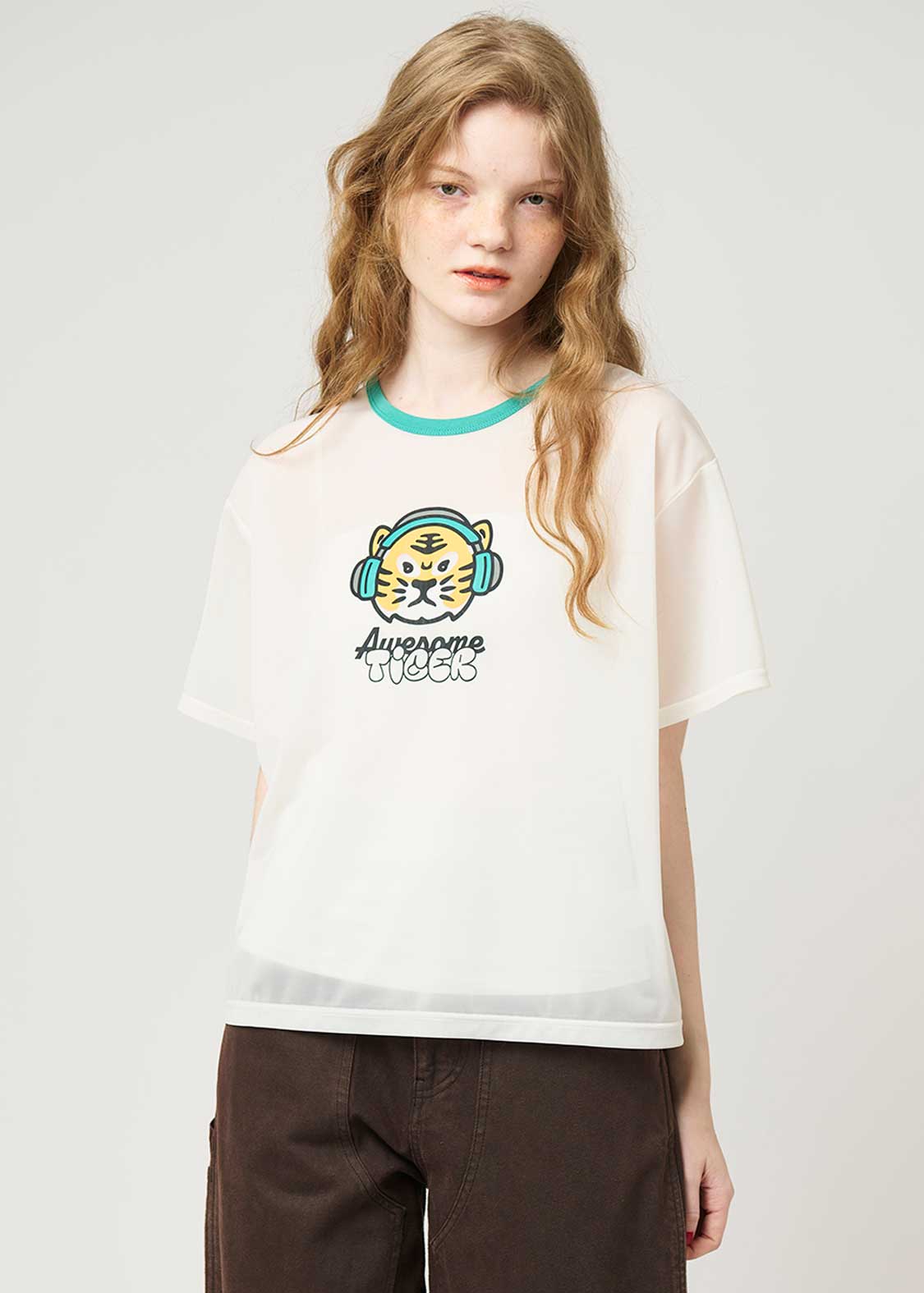 Half Sleeve Sheer Tee (Awesome Tiger Rock Calm) - Image 9
