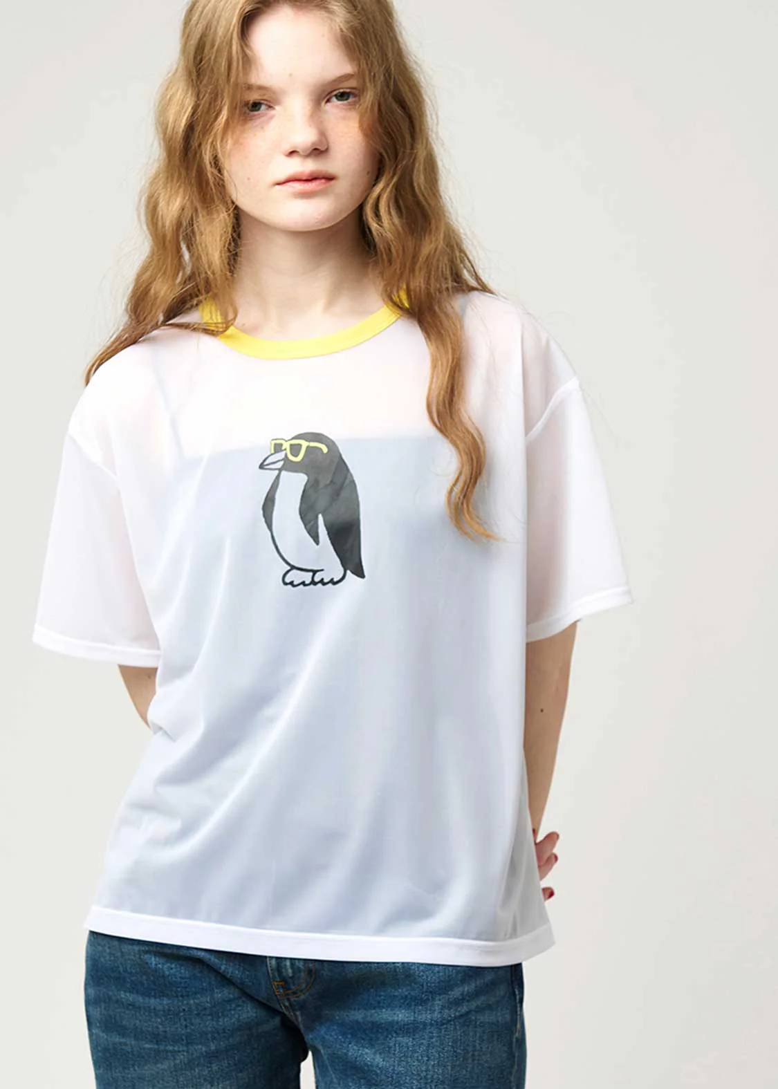 Half Sleeve Sheer Tee (City boy Penguin) - Image 6