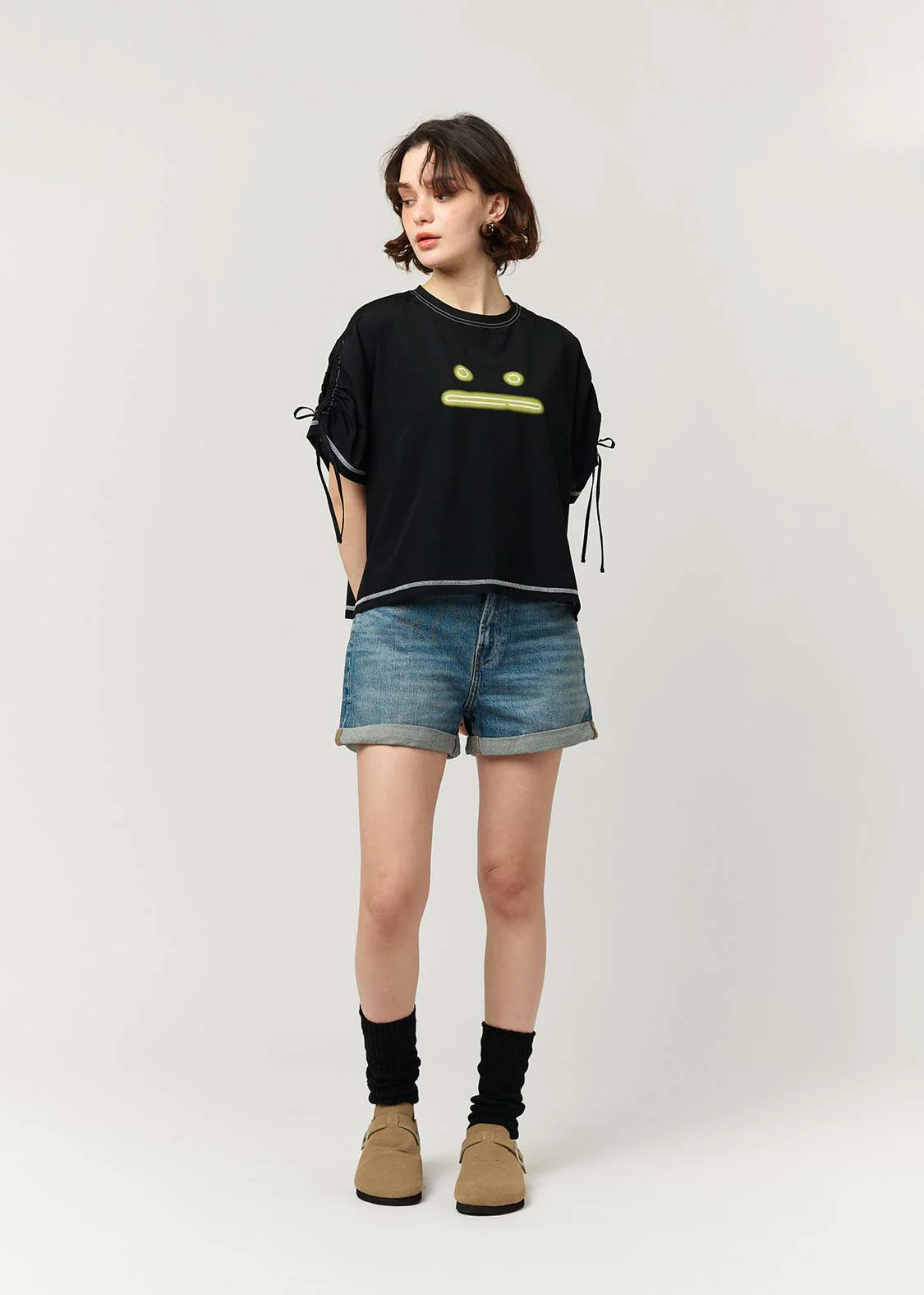 Gather Sleeve Tops (Beautiful Shadow Zoom Neon) - Image 8