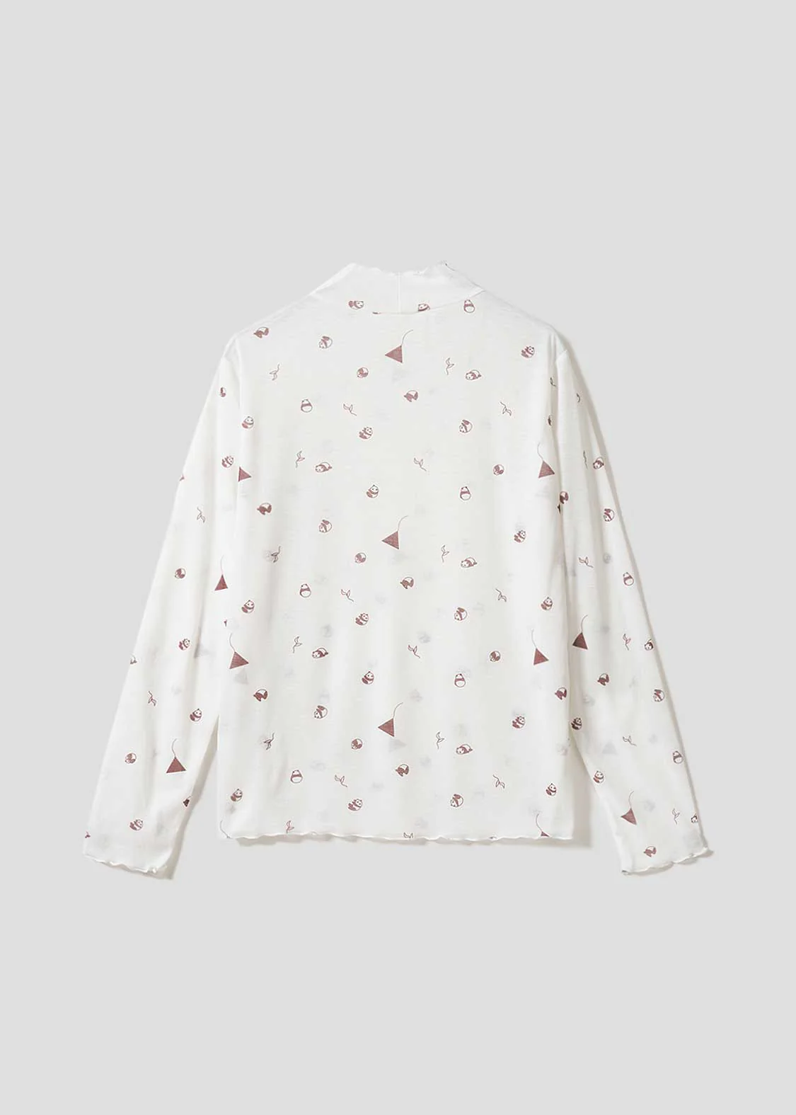 Rolling Pandas Tee | Sheer Mock Neck Top - Image 2