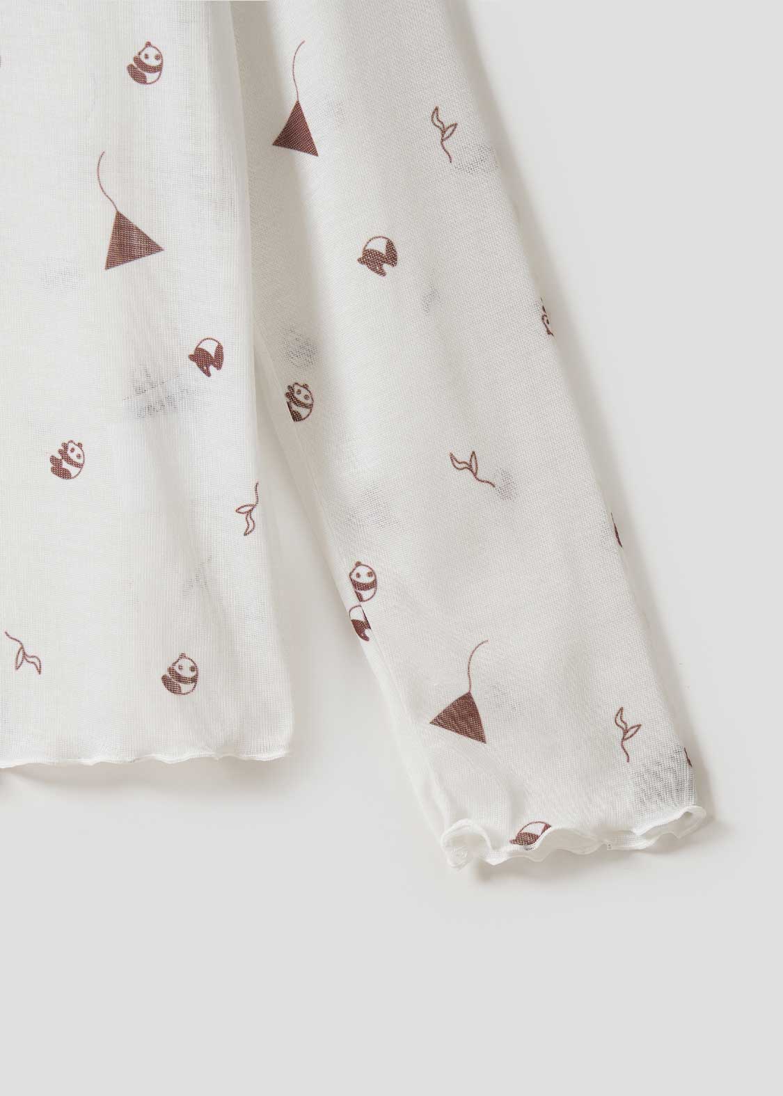 Rolling Pandas Tee | Sheer Mock Neck Top - Image 5