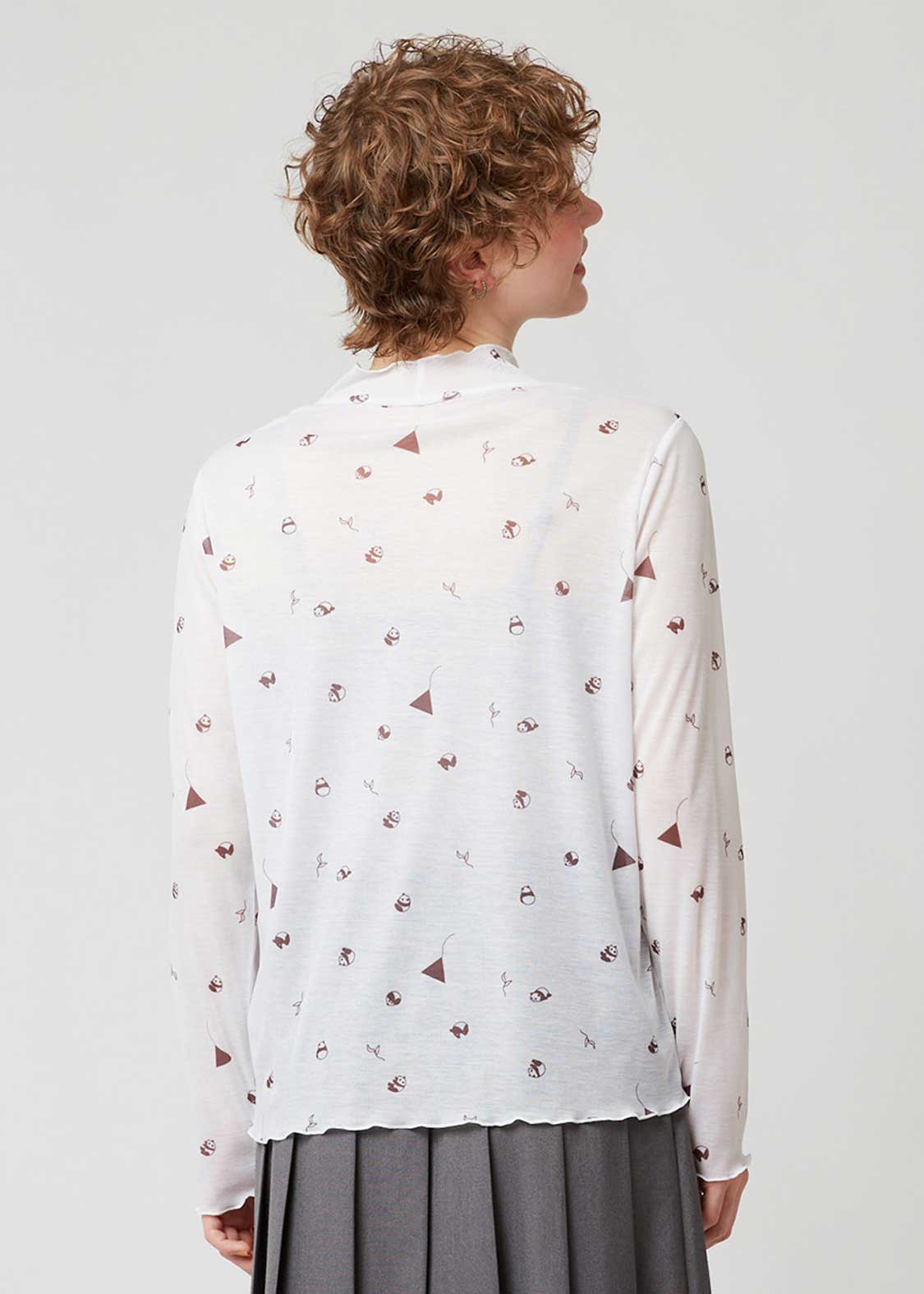 Rolling Pandas Tee | Sheer Mock Neck Top - Image 7